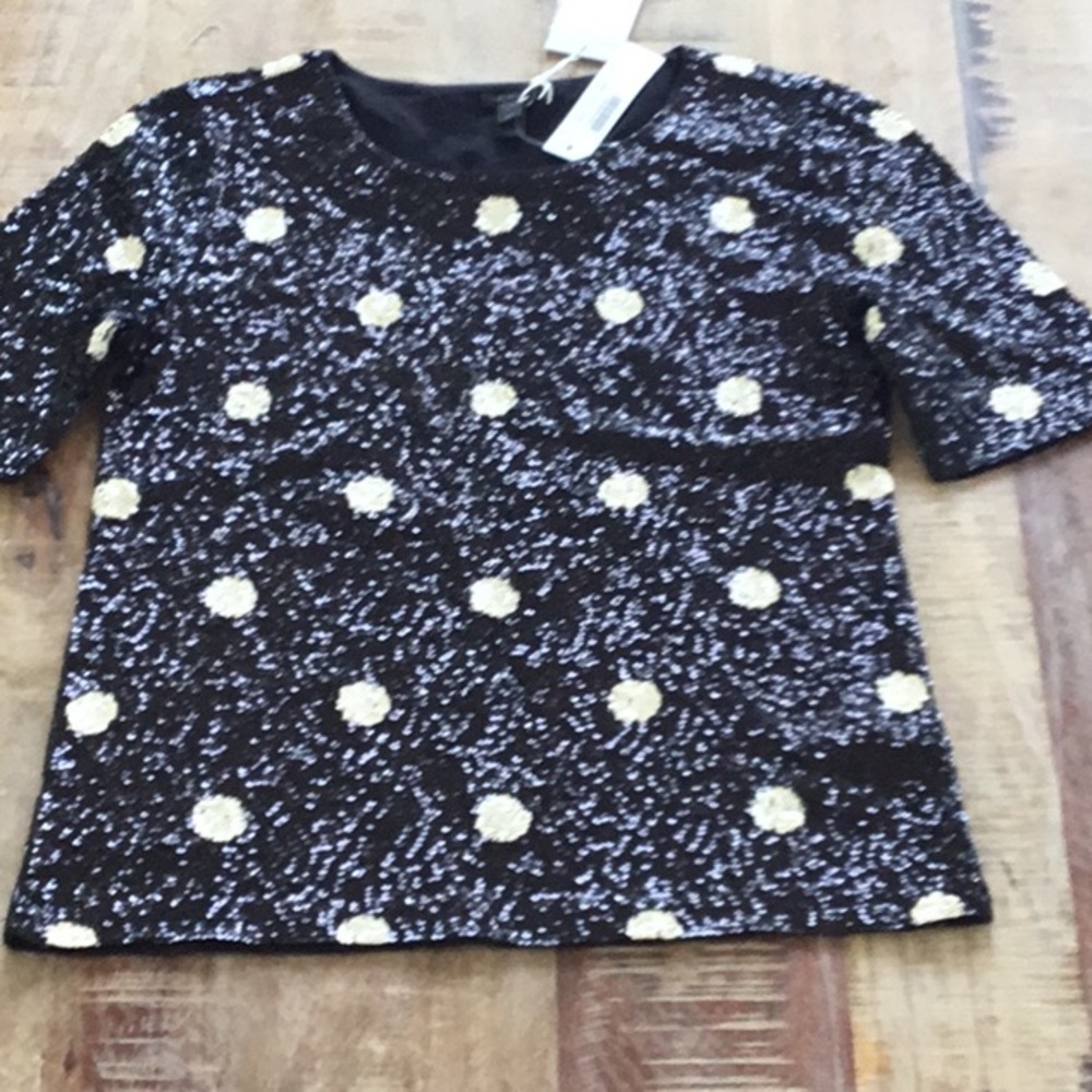 J Crew sequins top. XS GORGEOUS tee NWT